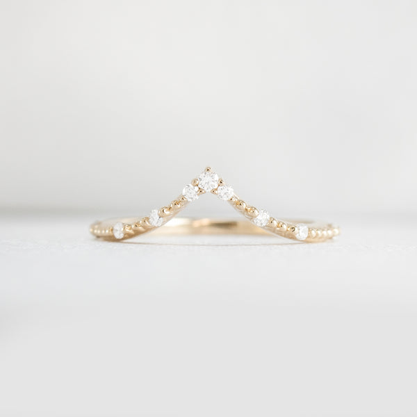 Maeve curved lab diamond 14K yellow gold wedding band by Lisa Robin#color_14k-yellow-gold