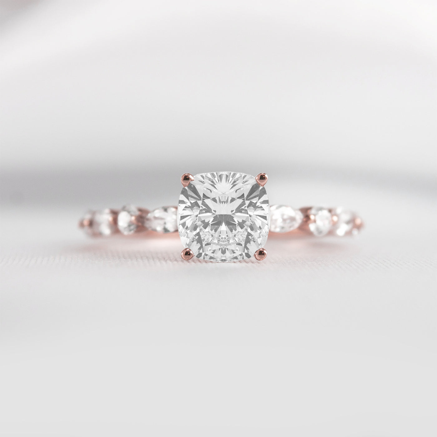 Shown in 1.0 Carat * The Marley Side Stone Diamond Engagement Ring | Lisa Robin#shape_cushion