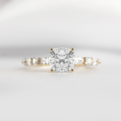 TShown in 1.0 Carat * The Marley Side Stone Diamond Engagement Ring | Lisa Robin#shape_cushion