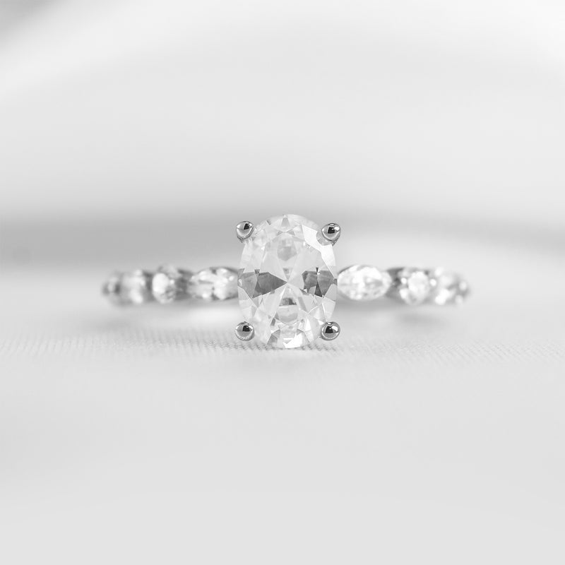 Shown in 1.0 Carat * The Marley Side Stone Diamond Engagement Ring | Lisa Robin