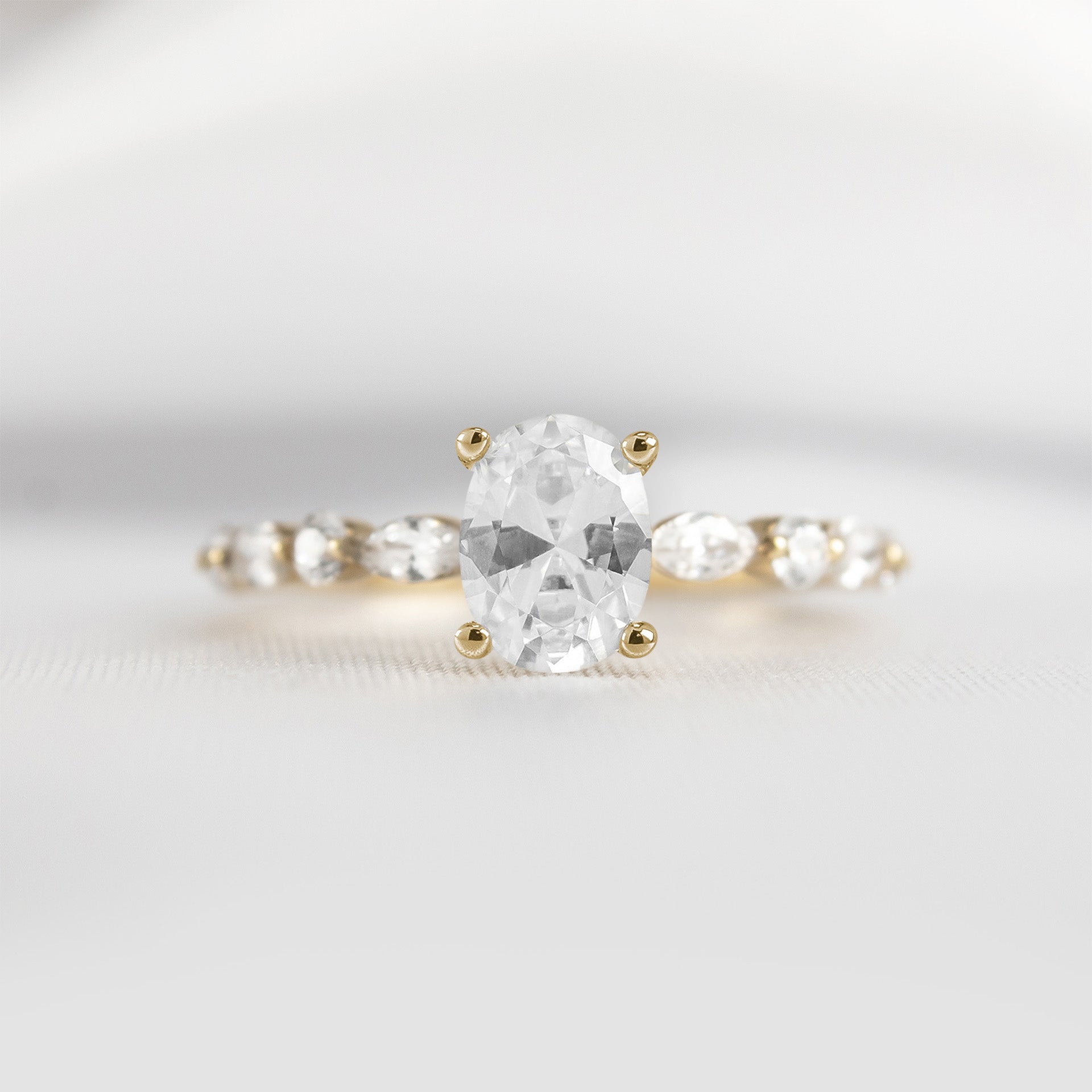 The Marley Side Stone Diamond Engagement Ring - Lisa Robin