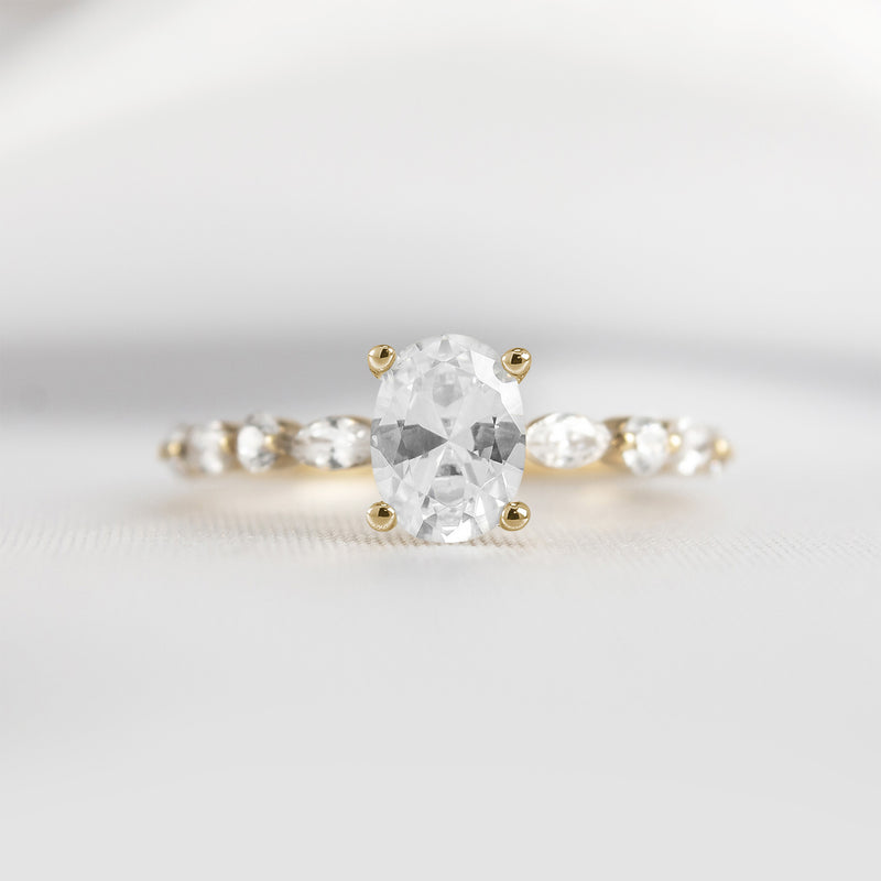 Shown in 1.0 Carat * The Marley Side Stone Diamond Engagement Ring | Lisa Robin