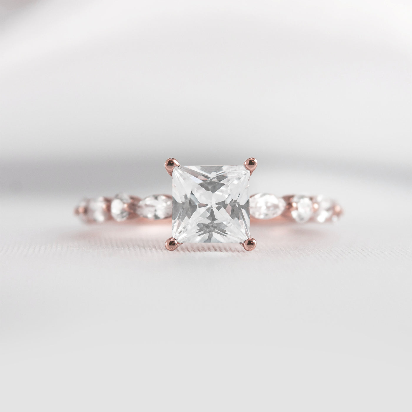 Shown in 1.0 Carat * The Marley Side Stone Diamond Engagement Ring | Lisa Robin#shape_princess