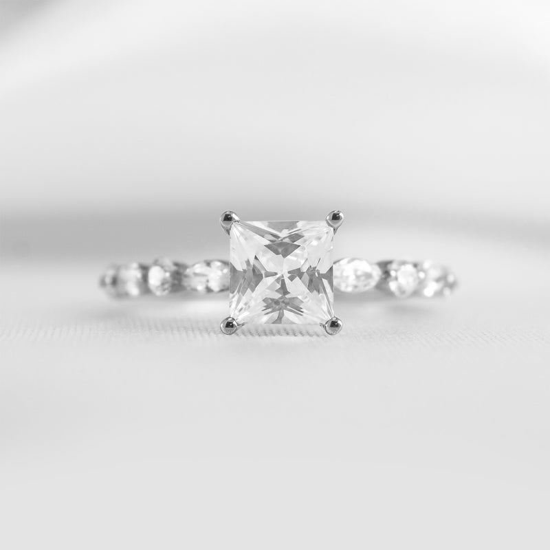 Shown in 1.0 Carat * The Marley Side Stone Diamond Engagement Ring | Lisa Robin