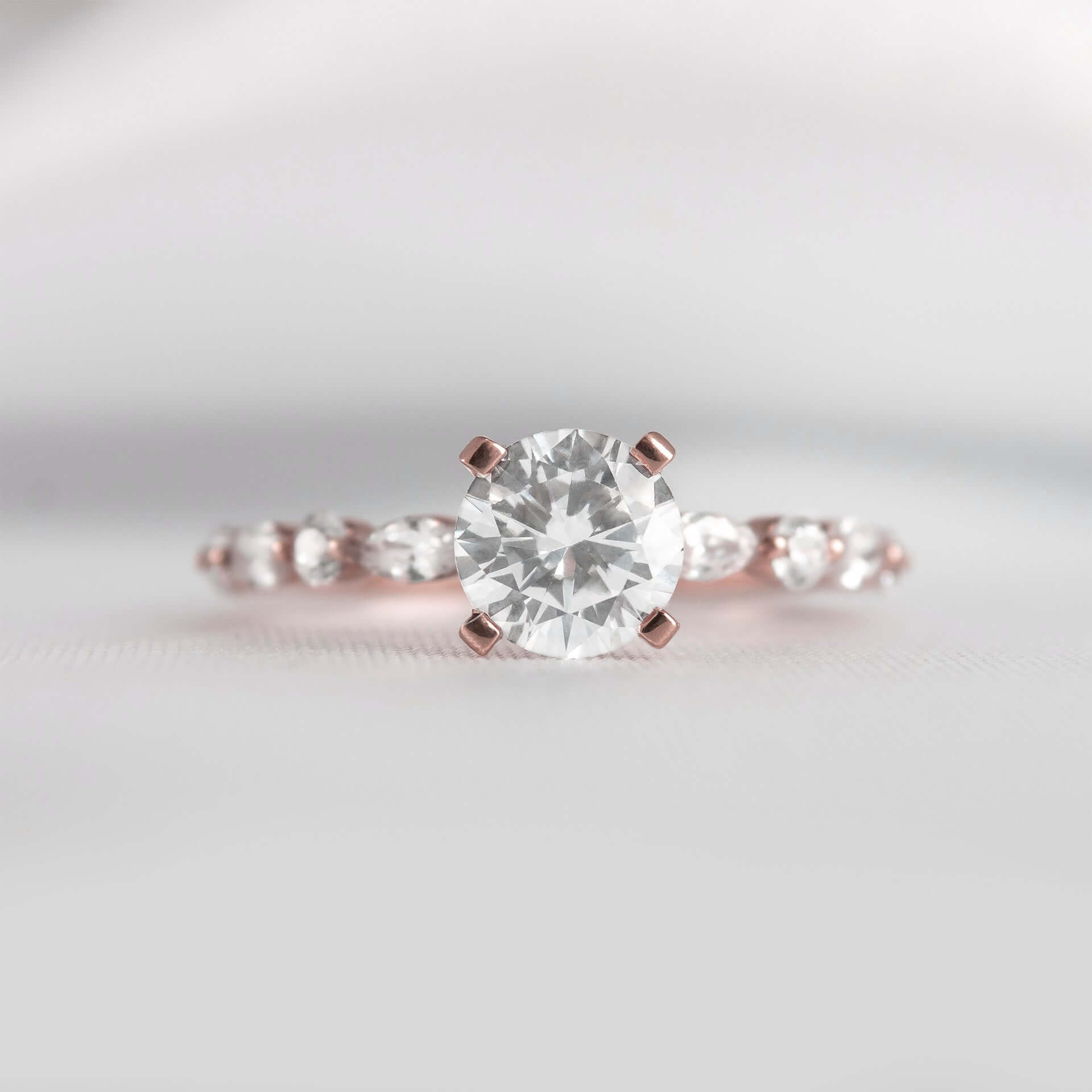 Shown in 1.0 Carat * The Marley Side Stone Diamond Engagement Ring | Lisa Robin#shape_round