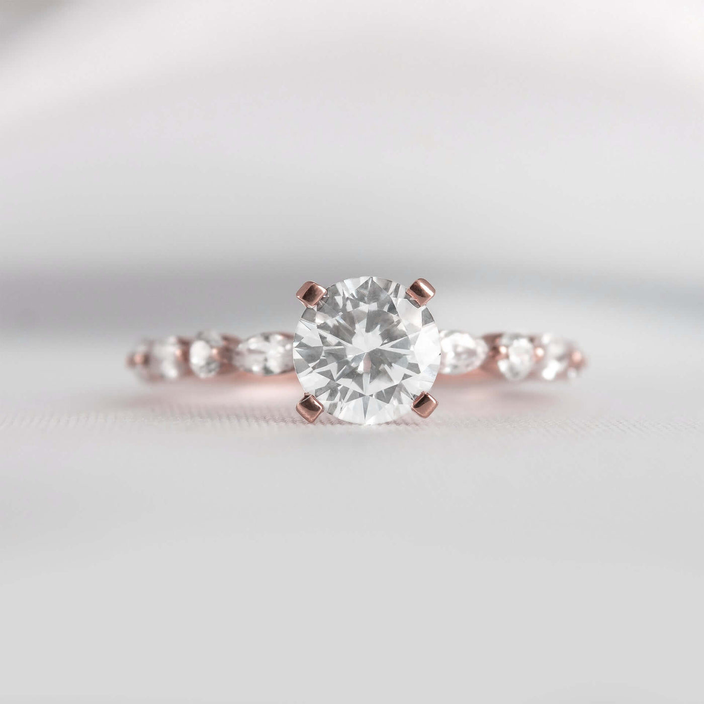 Shown in 1.0 Carat * The Marley Side Stone Diamond Engagement Ring | Lisa Robin#shape_round