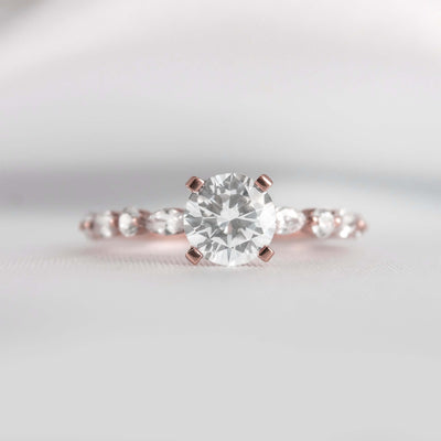 Shown in 1.0 Carat * The Marley Side Stone Diamond Engagement Ring | Lisa Robin#shape_round