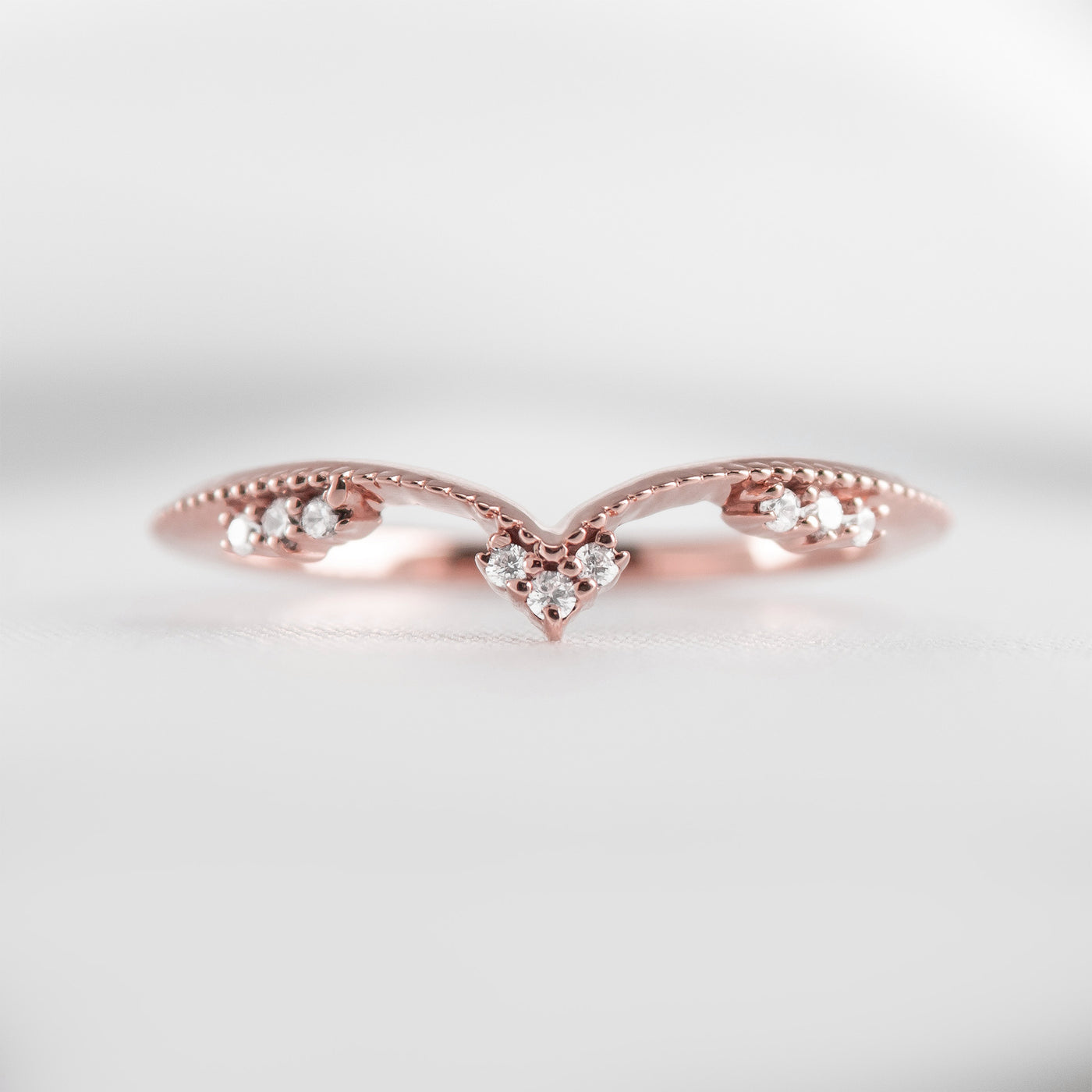 The Matilda Vintage Chevron Wedding Ring | Lisa Robin#color_18k-rose-gold