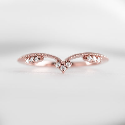 The Matilda Vintage Chevron Wedding Ring | Lisa Robin#color_18k-rose-gold