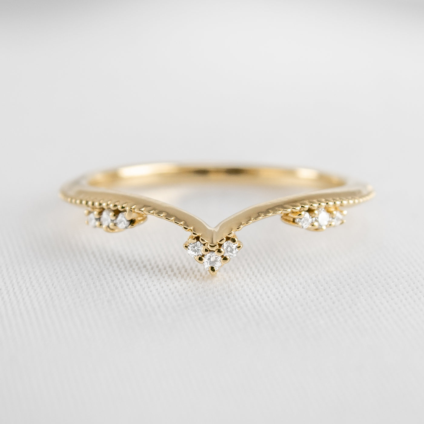 The Matilda Vintage Chevron Wedding Ring | Lisa Robin#color_14k-yellow-gold