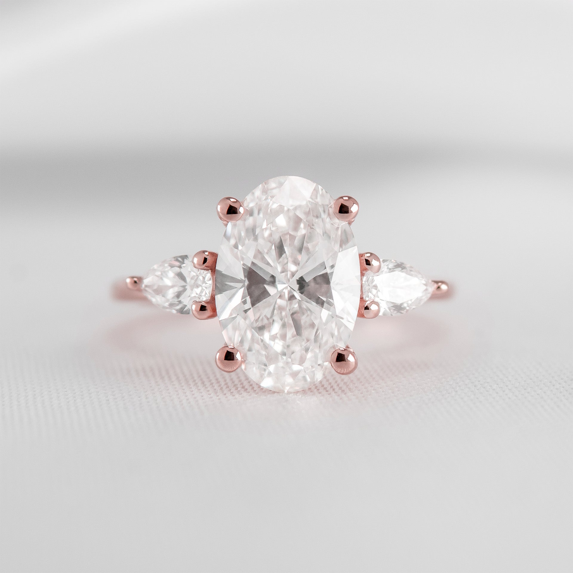 Shown in 2.6 carat * The Melayna Three Stone Engagement Ring | Lisa Robin#color_14k-rose-gold