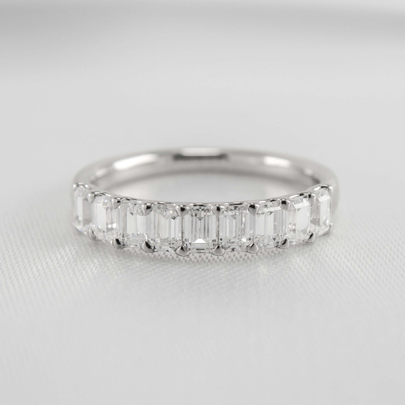 The Mercer Half Eternity Emerald Cut Diamond Wedding Ring - Lisa Robin