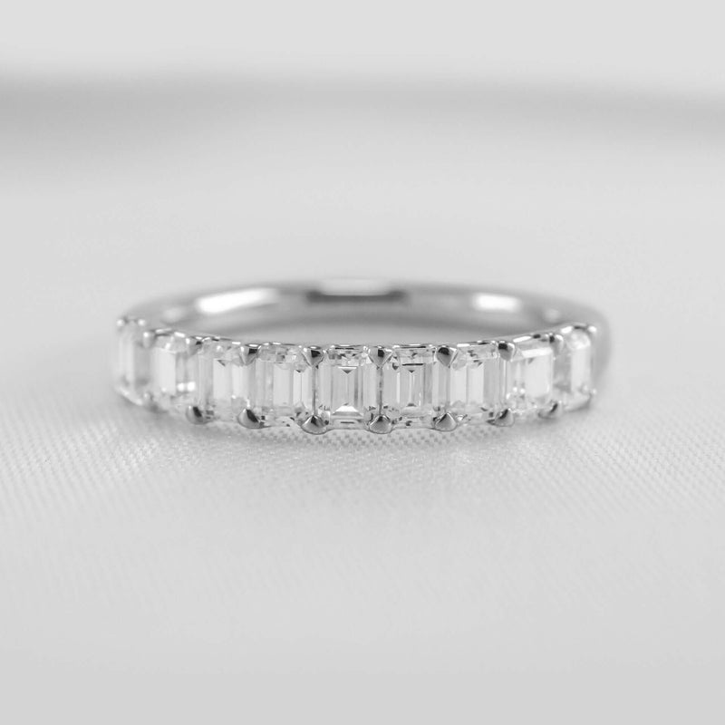 The Mercer Half Eternity Emerald Cut Diamond Wedding Ring - Lisa Robin