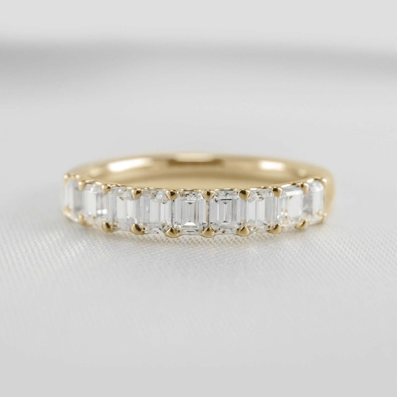 The Mercer Half Eternity Emerald Cut Diamond Wedding Ring - Lisa Robin