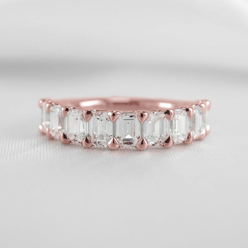 The Mercer Half Eternity Emerald Cut Diamond Wedding Ring - Lisa Robin