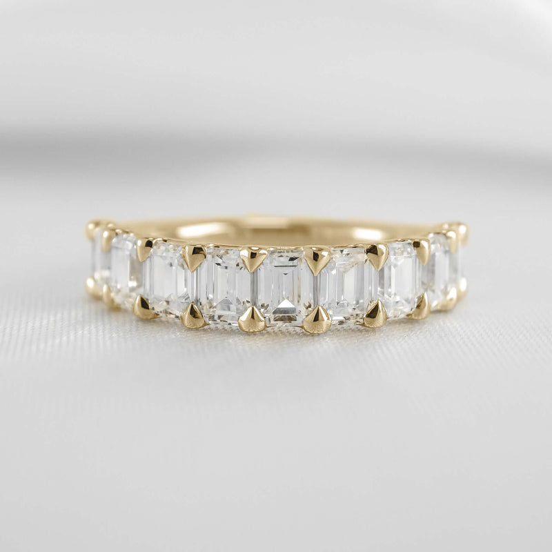 The Mercer Half Eternity Emerald Cut Diamond Wedding Ring - Lisa Robin