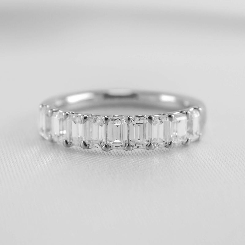 The Mercer Half Eternity Emerald Cut Diamond Wedding Ring - Lisa Robin