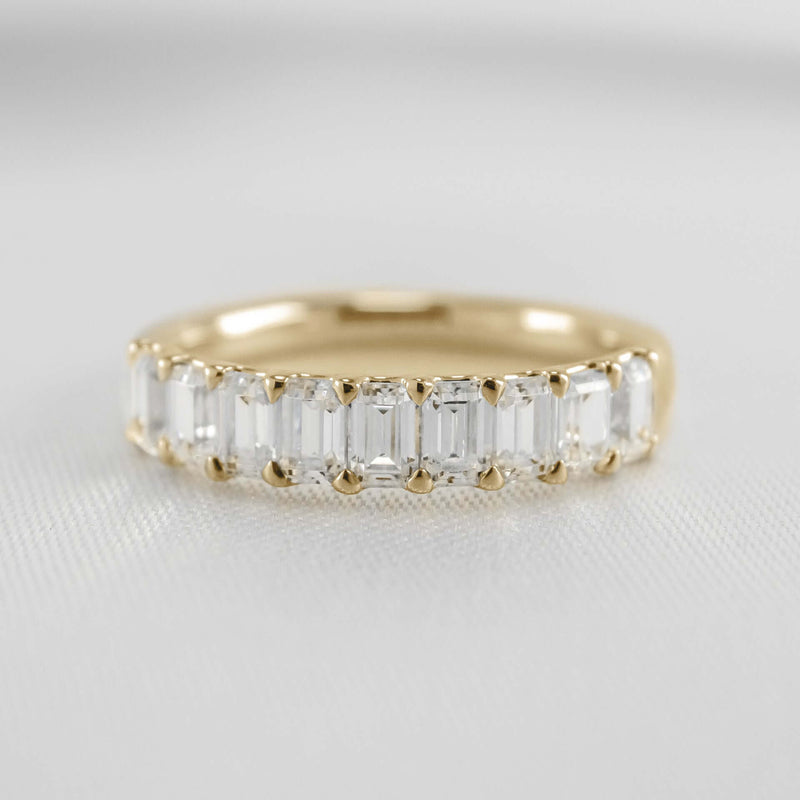 The Mercer Half Eternity Emerald Cut Diamond Wedding Ring - Lisa Robin