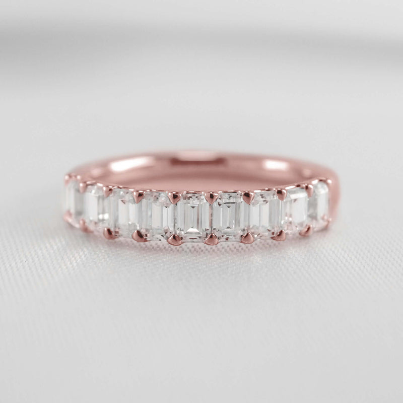 The Mercer Half Eternity Emerald Cut Diamond Wedding Ring - Lisa Robin