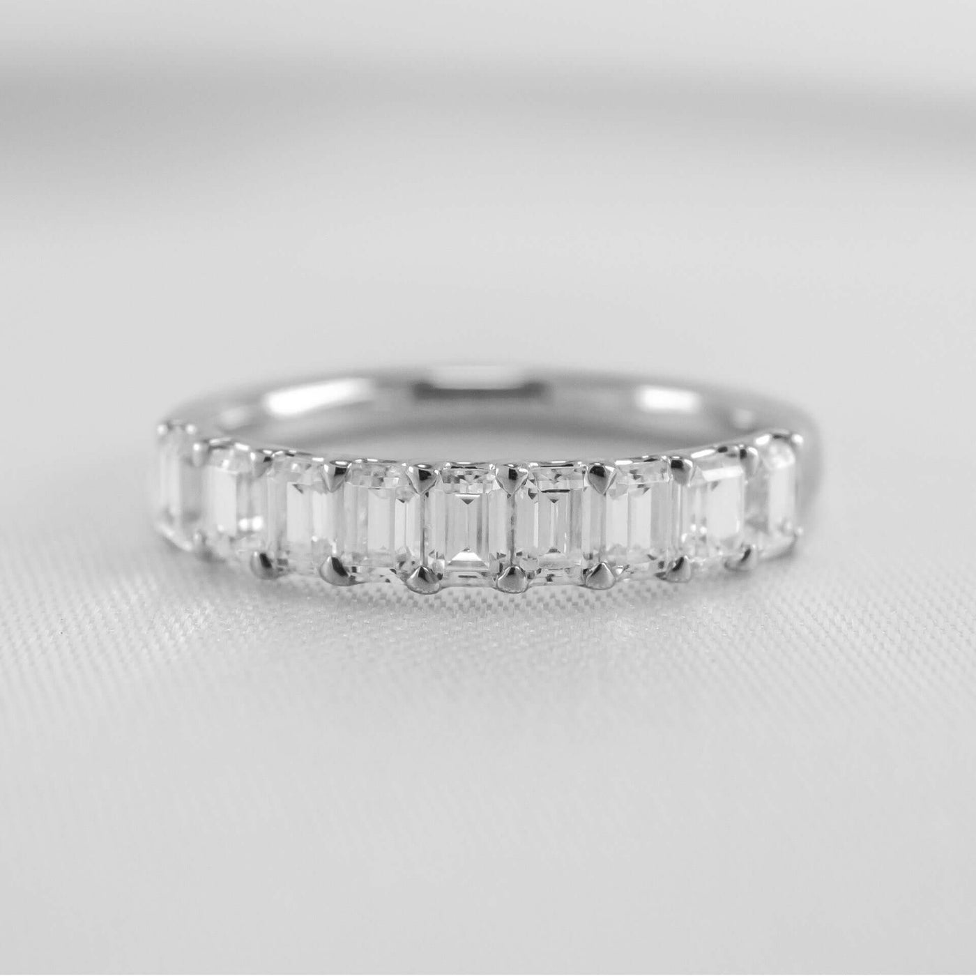 The Mercer 9 Stone Emerald Cut Diamond Wedding Ring