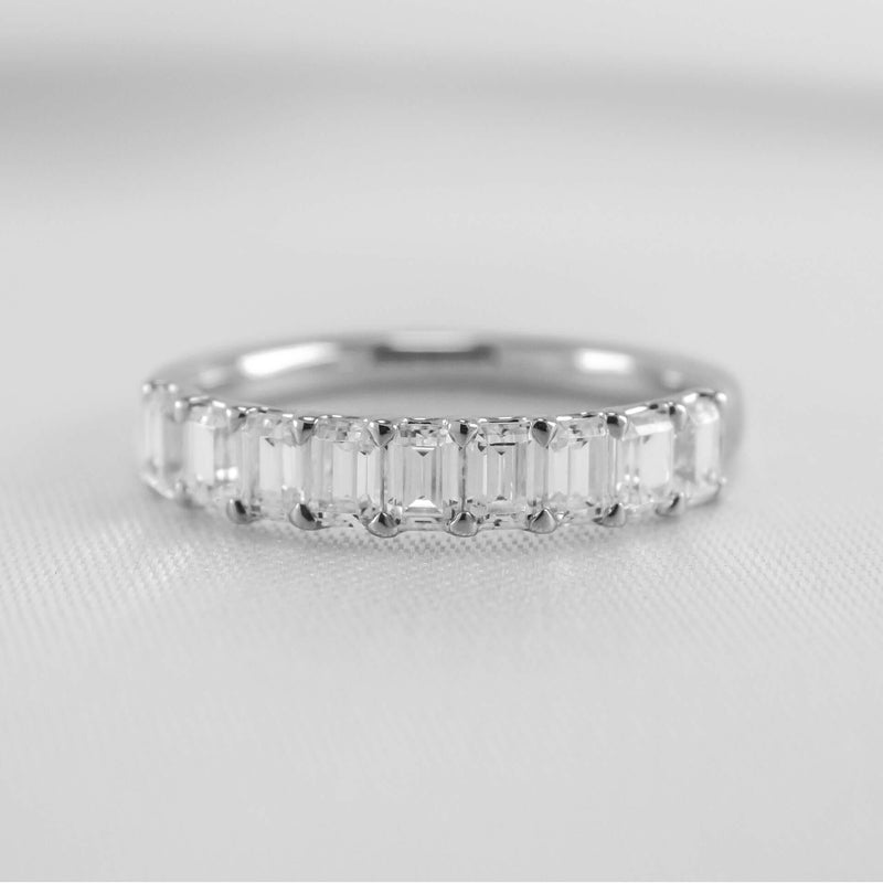 The Mercer Half Eternity Emerald Cut Diamond Wedding Ring - Lisa Robin