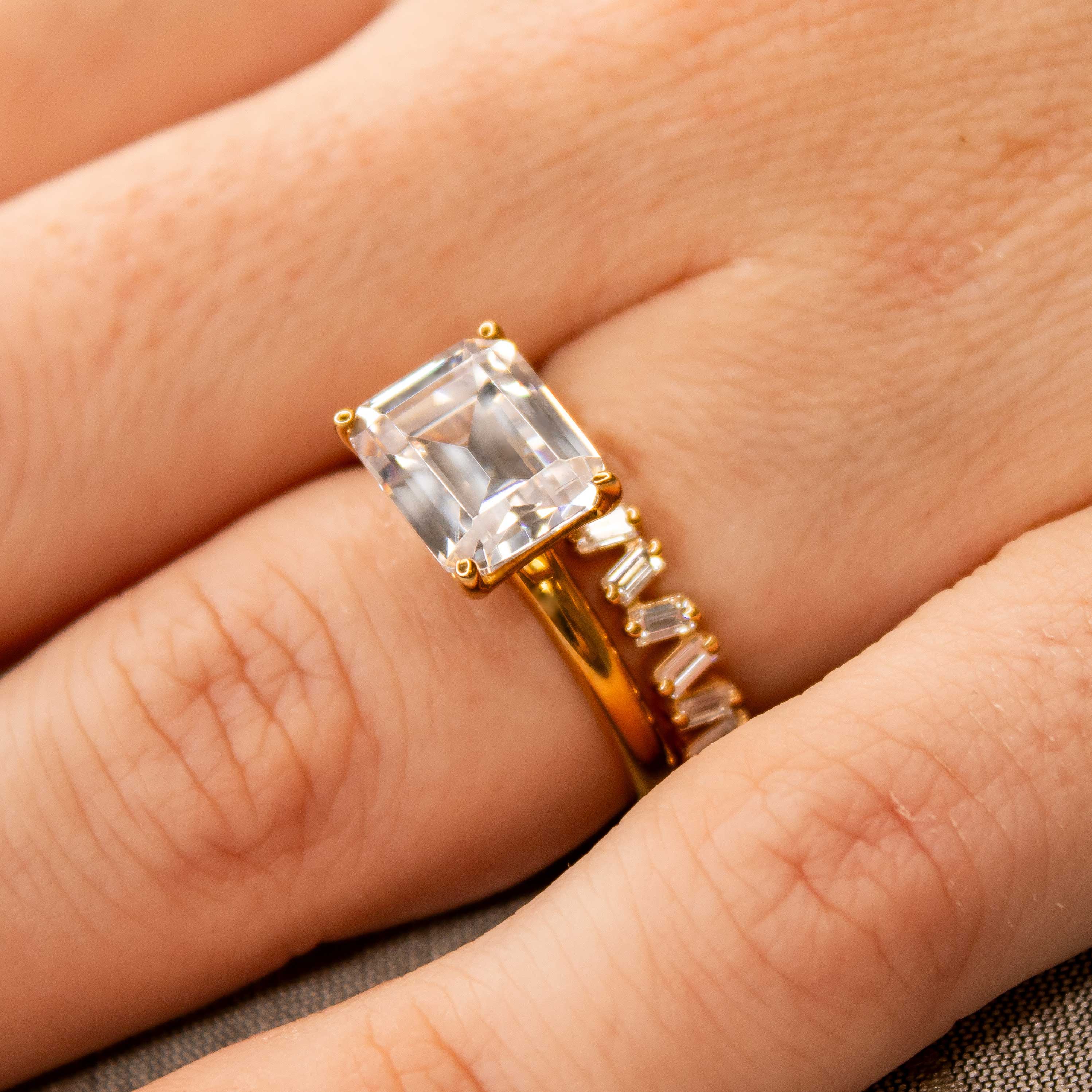 Shown in 1.75 Carat*The Mia East West Diamond Solitaire Engagement Ring by Lisa Robin#color_14k-yellow-gold