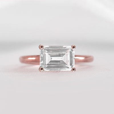 Shown in 1.75 Carat * The Mia East West Diamond Solitaire Engagement Ring | Lisa Robin#color_14k-rose-gold