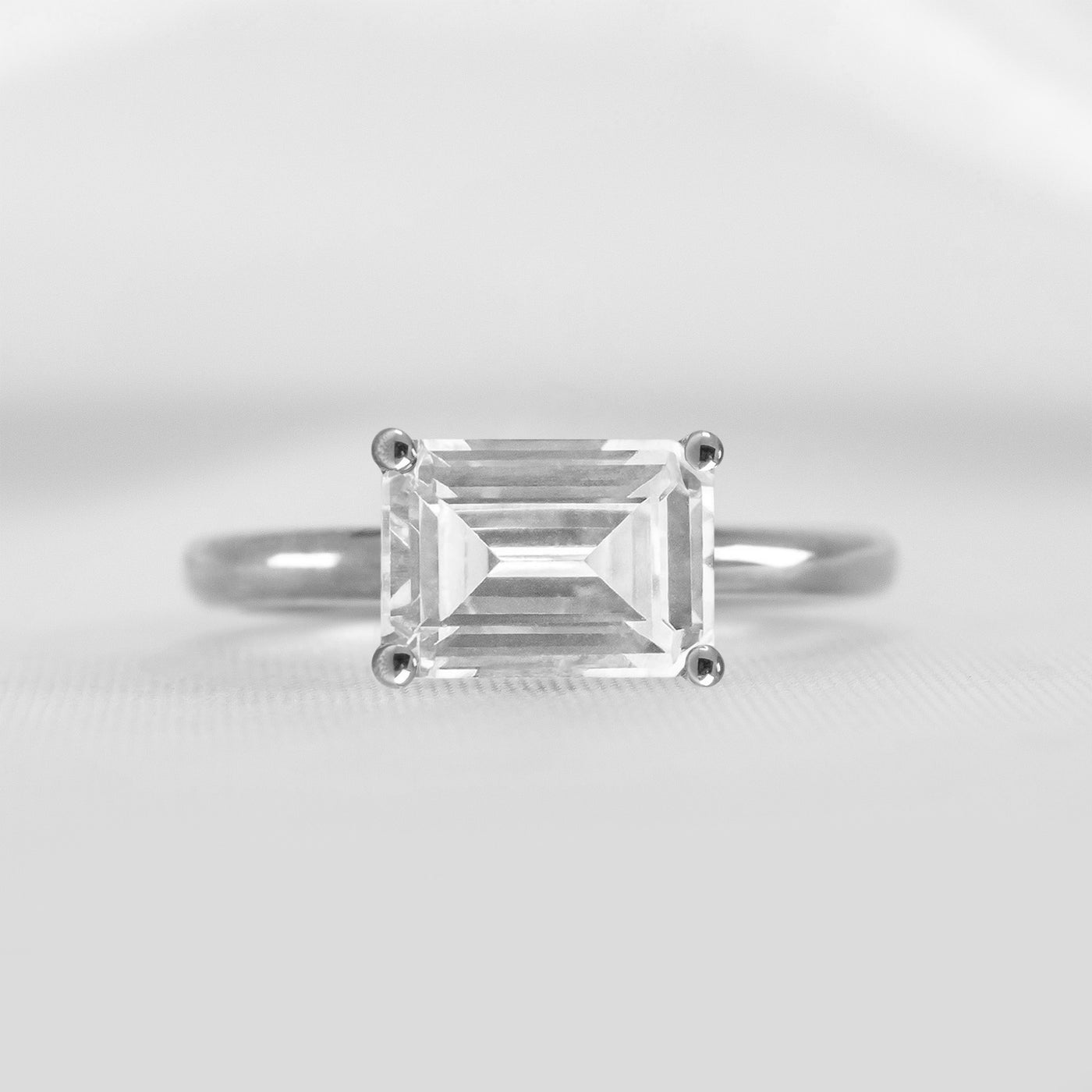 Shown in 1.75 Carat * The Mia East West Diamond Solitaire Engagement Ring | Lisa Robin#color_platinum