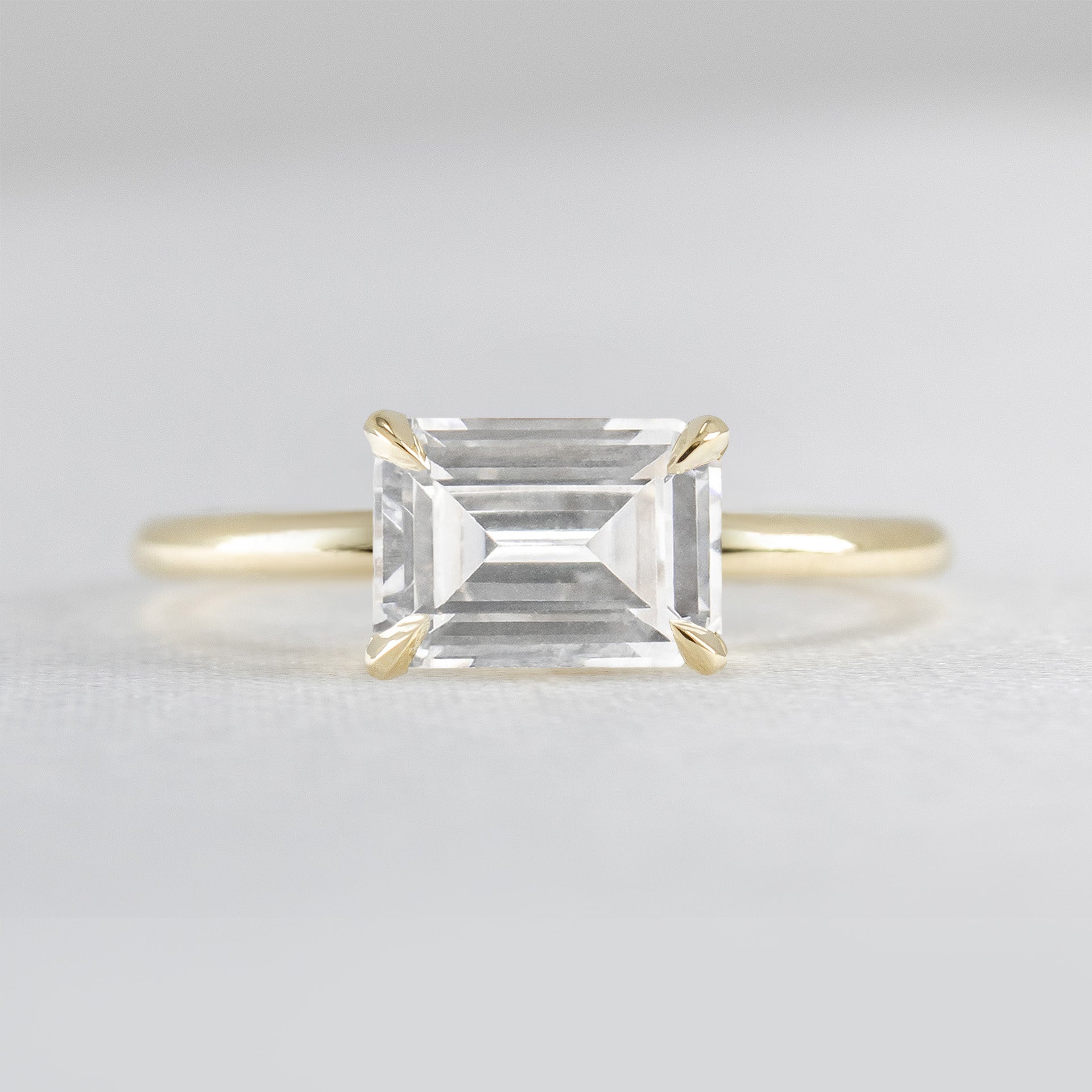 Shown in 1.6 Carat * The Mia East West Diamond Solitaire Engagement Ring | Lisa Robin#color_14k-yellow-gold