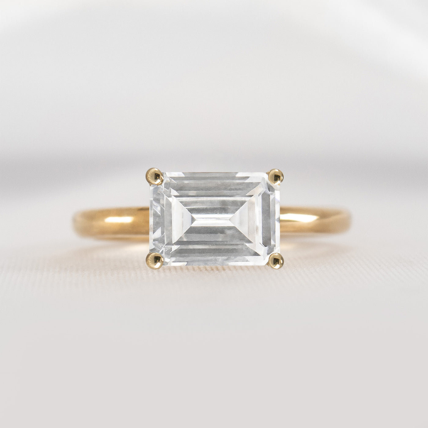 Shown in 1.75 Carat * The Mia East West Diamond Solitaire Engagement Ring | Lisa Robin#color_14k-yellow-gold