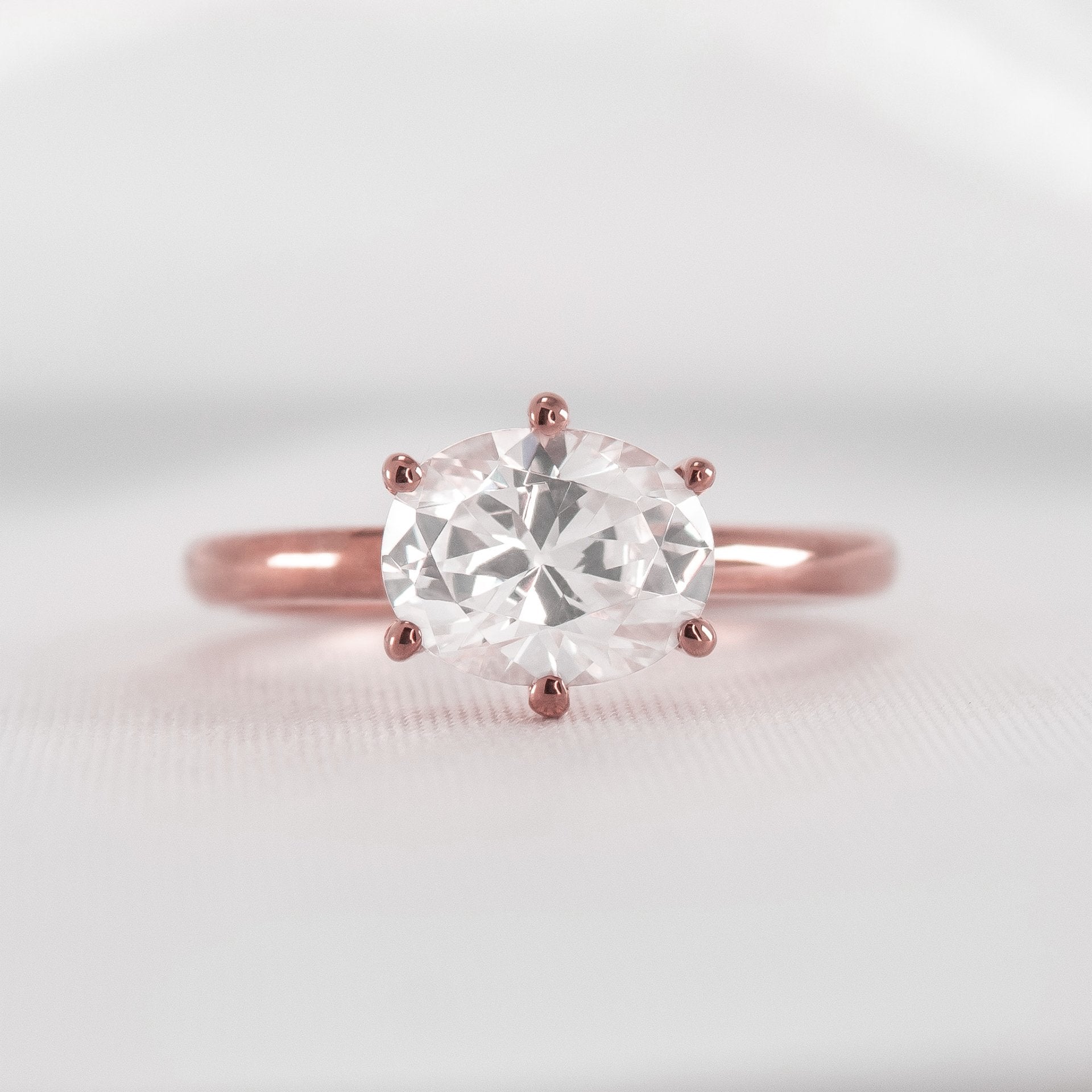 Shown in 1.5 Carat * The Mia East West Diamond Solitaire Engagement Ring | Lisa Robin#color_14k-rose-gold