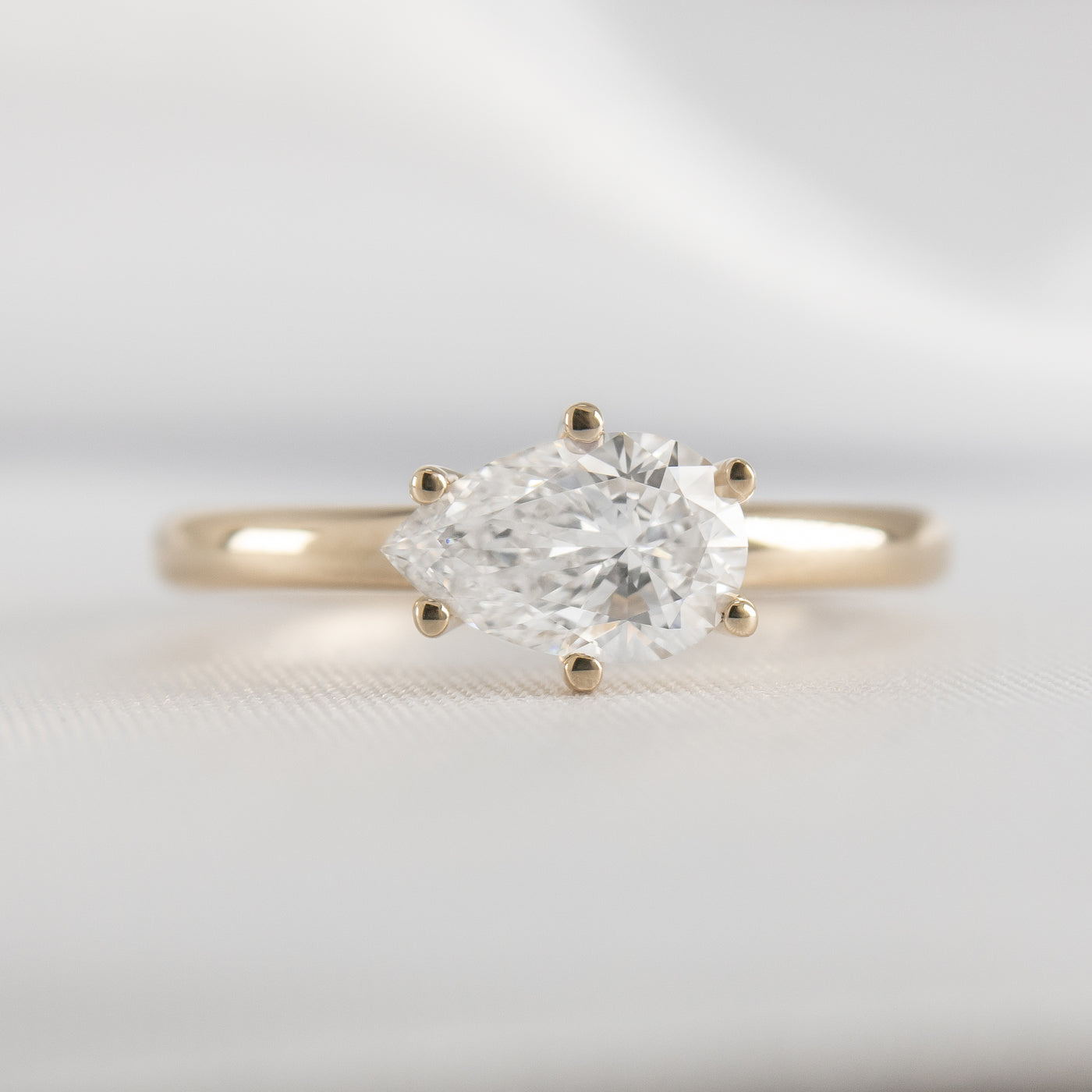 The Mia East West Moissanite Engagement Ring