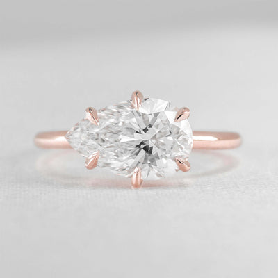 Shown in 3 Carat * The Mia East West Pear Moissanite Solitaire Engagement Ring | Lisa Robin#shape_pear