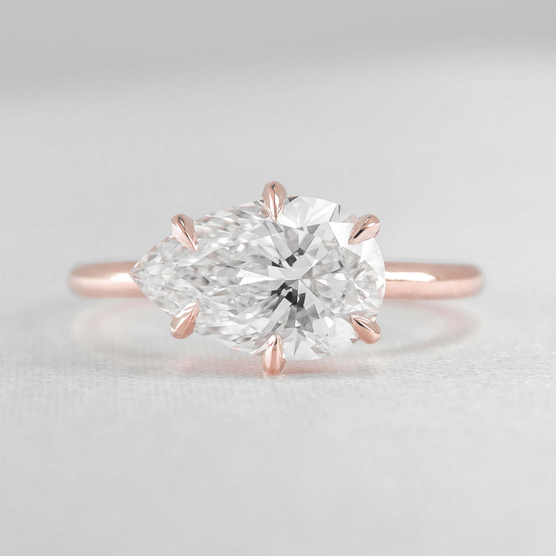 Shown in 2.57 Carat * The Mia East West Pear Diamond Solitaire Engagement Ring | Lisa Robin