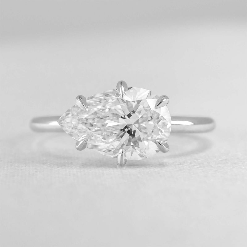 Shown in 2.57 Carat * The Mia East West Pear Diamond Solitaire Engagement Ring | Lisa Robin