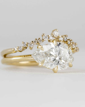 Mia Pear Diamond East West Engagement Ring with Twilight Diamond Wedding Ring in Yellow Gold | Lisa Robin