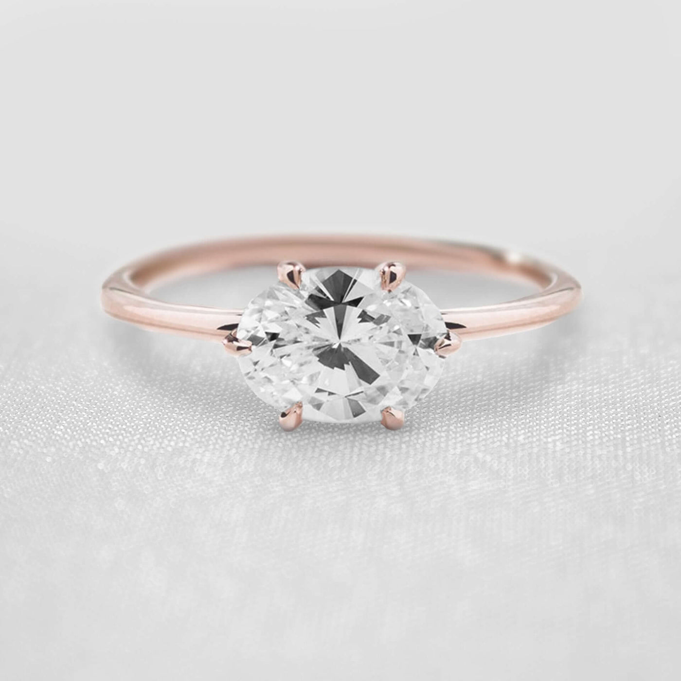 Shown in 1.0 Carat * The Mia East West Oval Diamond Solitaire Engagement Ring | Lisa Robin#shape_oval