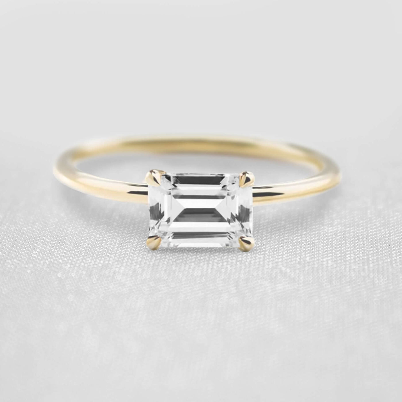 Shown in 1.0 Carat * The Mia East West Emerald Cut Diamond Solitaire Engagement Ring | Lisa Robin#shape_emerald