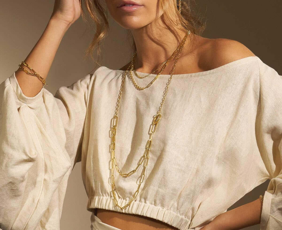 Push Lock Necklaces on Model | Lisa Robin