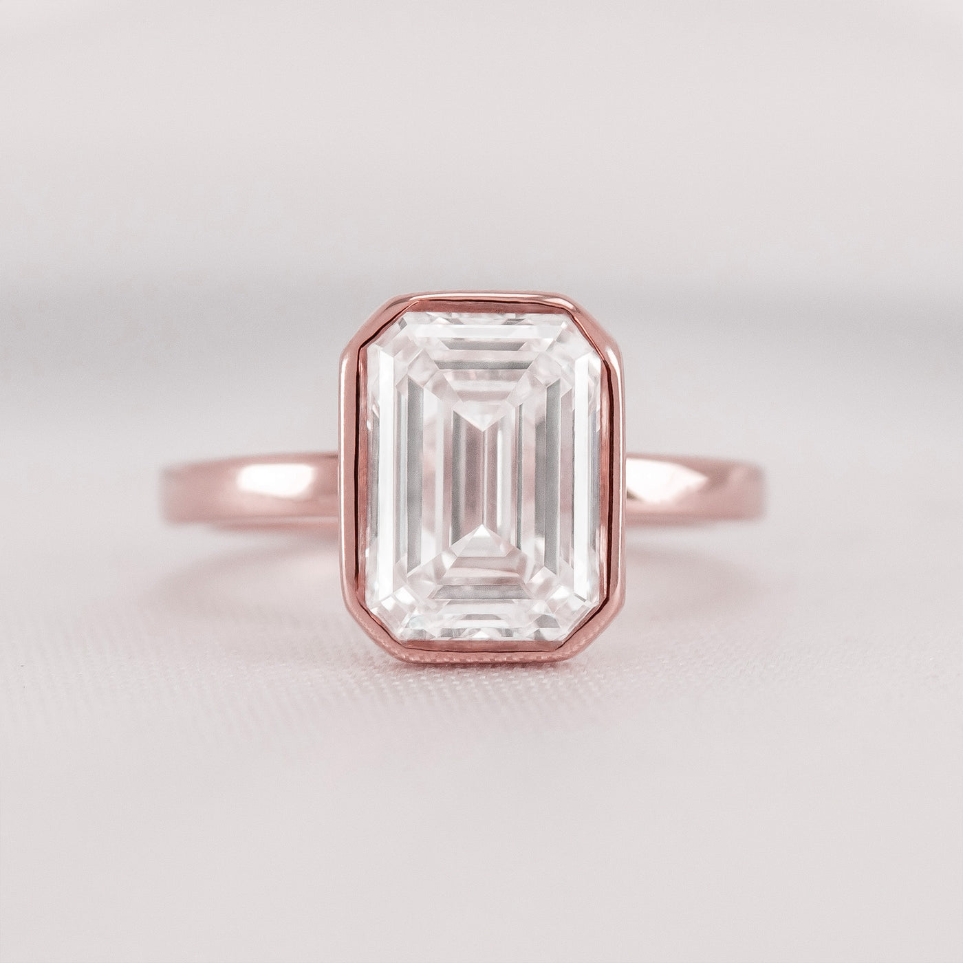 Shown in 3.0 carat * The Morgan Bezeled Diamond Engagement Ring in Emerald Cut Diamond | Lisa Robin#color_14k-rose-gold