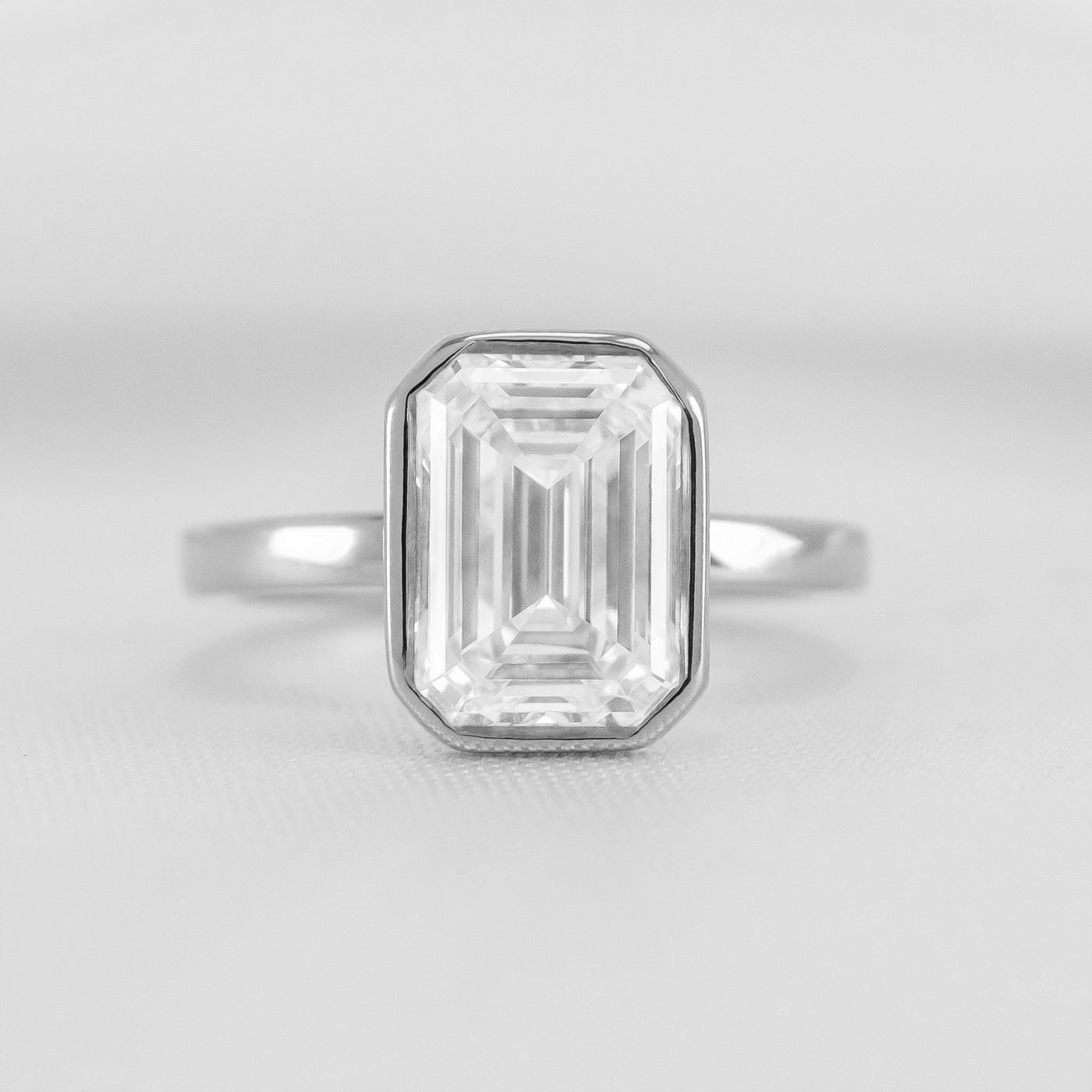 Shown in 3.0 carat * The Morgan Bezeled Diamond Engagement Ring in Emerald Cut Diamond | Lisa Robin#color_14k-white-gold