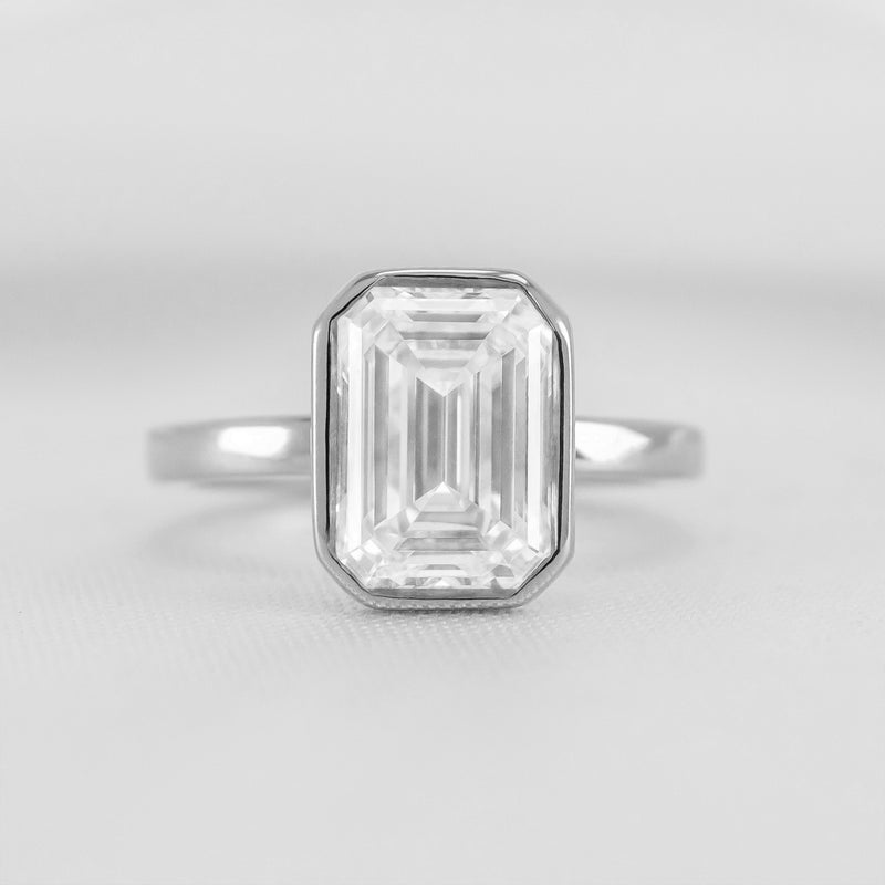 Shown in 3.0 carat * The Morgan Bezeled Diamond Engagement Ring in Emerald Cut Diamond | Lisa Robin