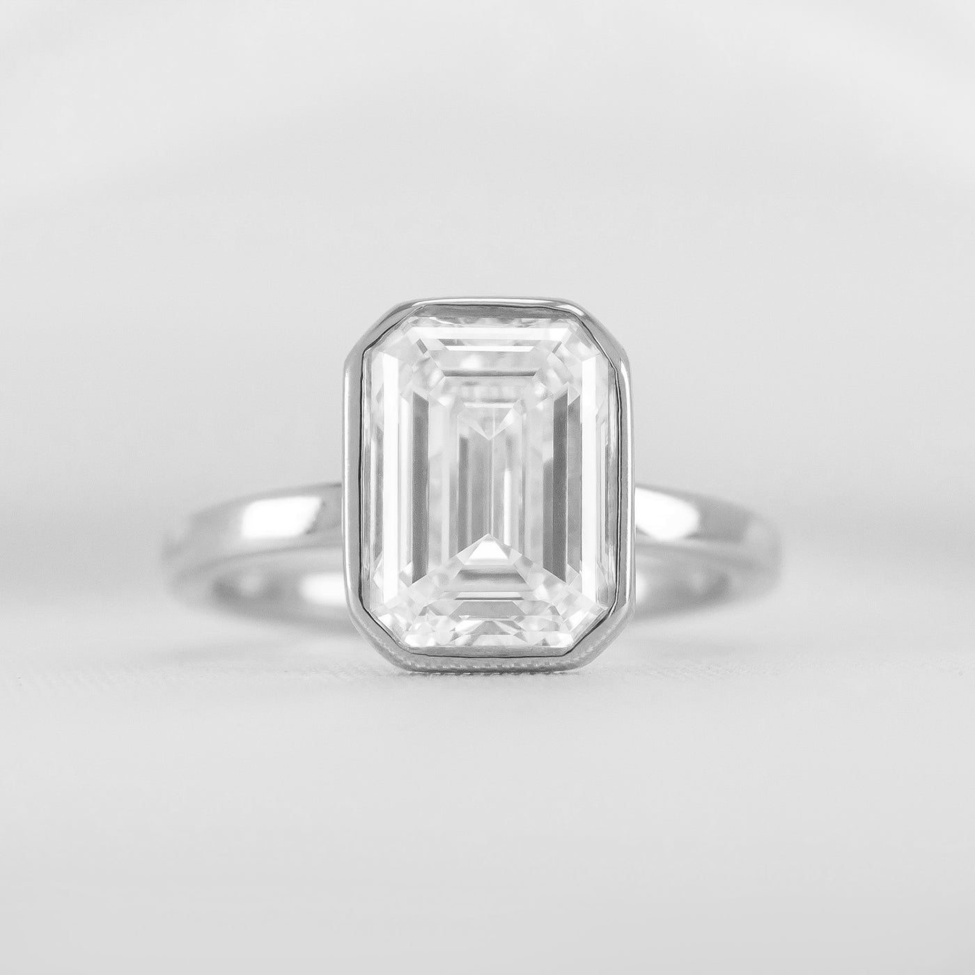 Shown in 3.0 carat * The Morgan Bezeled Diamond Engagement Ring in Emerald Cut Diamond | Lisa Robin#color_platinum