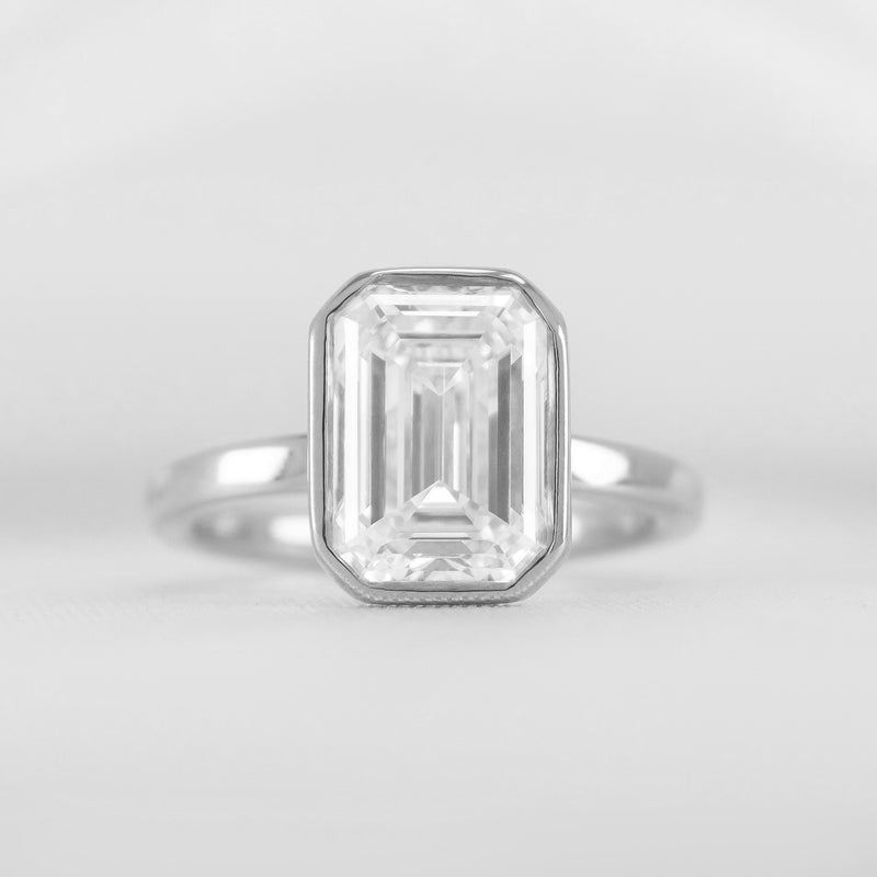 Shown in 3.0 carat * The Morgan Bezeled Diamond Engagement Ring in Emerald Cut Diamond | Lisa Robin