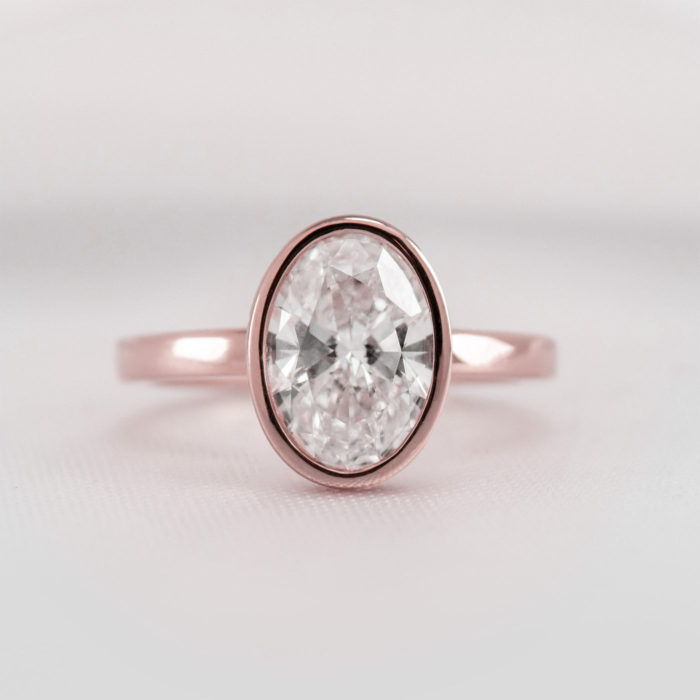 Shown in 2.0 carat * The Morgan Bezeled Diamond Engagement Ring Oval Diamond | Lisa Robin#color_14k-rose-gold