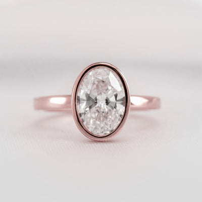 Shown in 2.0 carat * The Morgan Bezeled Diamond Engagement Ring Oval Diamond | Lisa Robin#color_14k-rose-gold