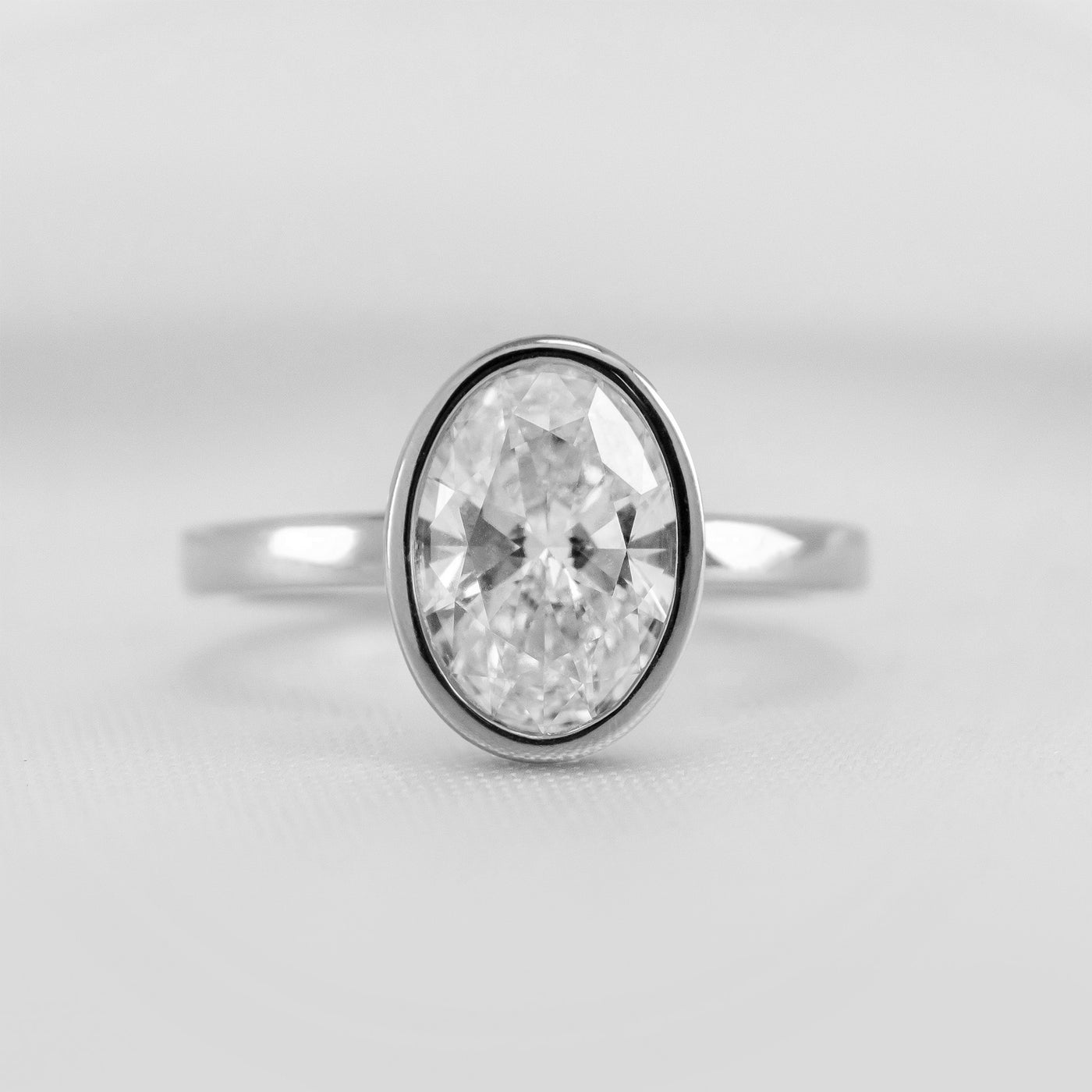 Shown in 2.0 carat * The Morgan Bezeled Diamond Engagement Ring Oval Diamond | Lisa Robin#color_14k-white-gold