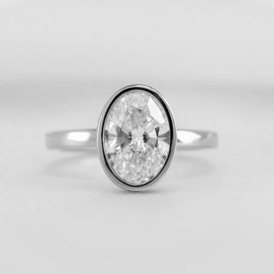 Shown in 2.0 carat * The Morgan Bezeled Diamond Engagement Ring Oval Diamond | Lisa Robin#color_14k-white-gold