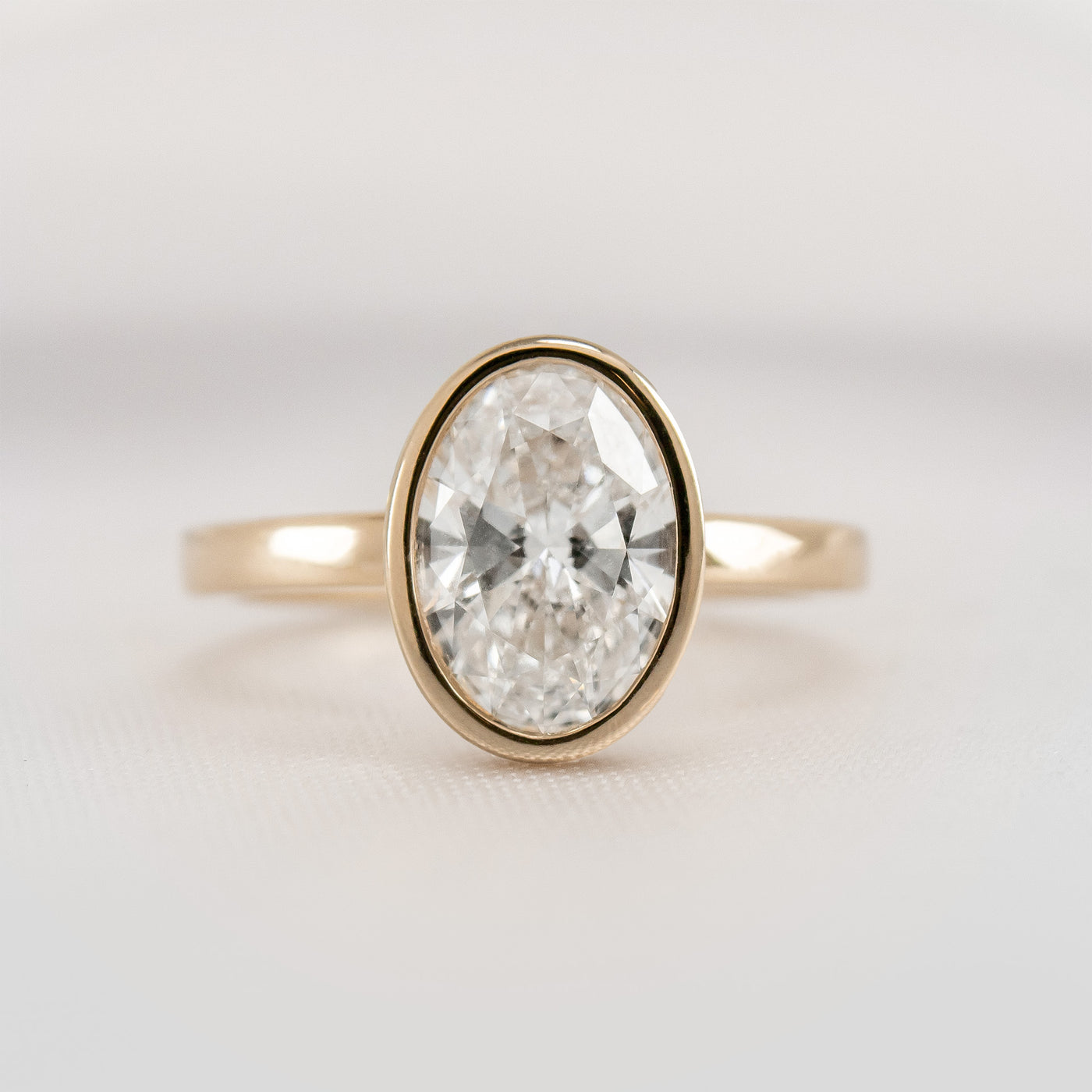 Shown in 2.0 carat * The Morgan Bezeled Diamond Engagement Ring Oval Diamond | Lisa Robin#color_14k-yellow-gold