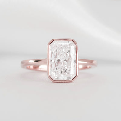 Shown in 2.3 carat * The Morgan Bezeled Diamond Engagement Ring Radiant Diamond | Lisa Robin#color_14k-rose-gold